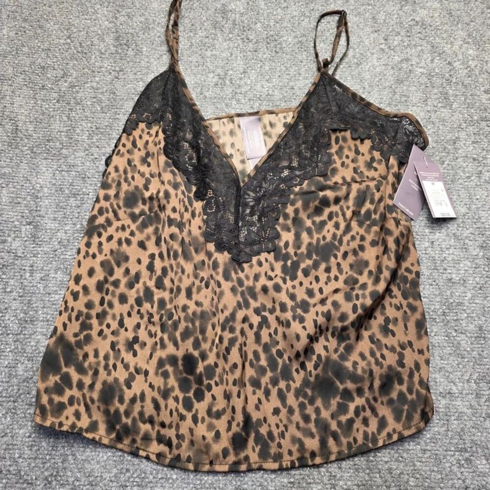 Women’s Animal Leopard Print Lace Trim Camisole Tank Top Size M